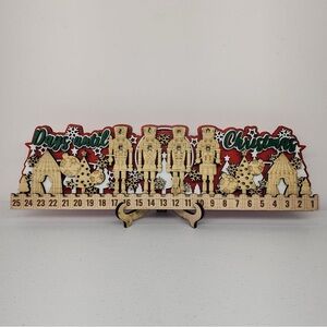 Nutcracker Christmas Countdown, Wooden Engraved Holiday Decor, Seasonal